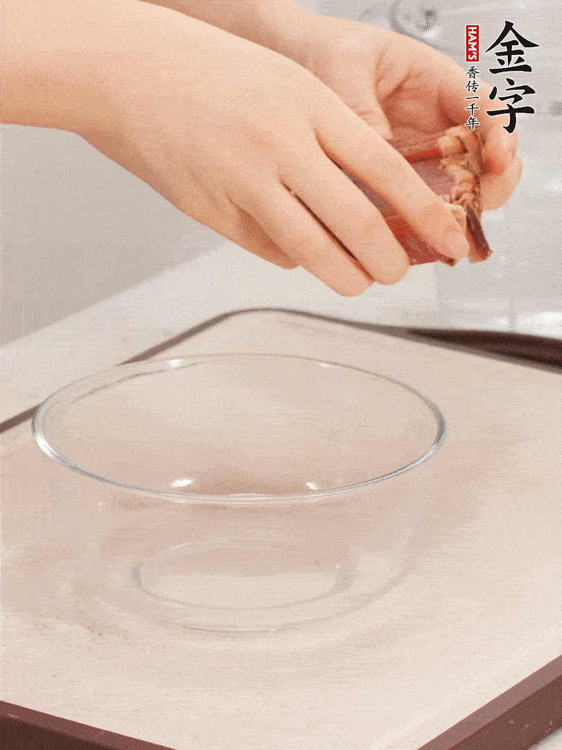 火腿切片、溫水浸泡5分鐘